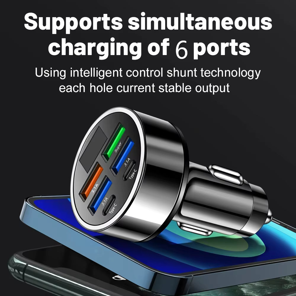 6 in 1 fast charging car adapter