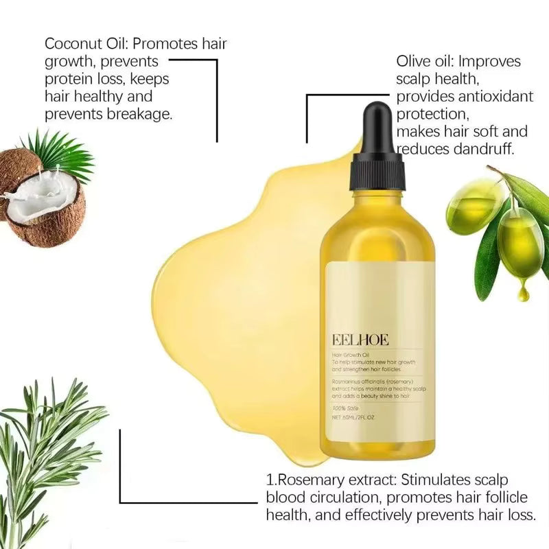 Natural Hair Growth Oil Rosemary Anti Hair Loss Regrowth Moisturizing Repair Anti Baldness Fast Hair Growth Serum Oil