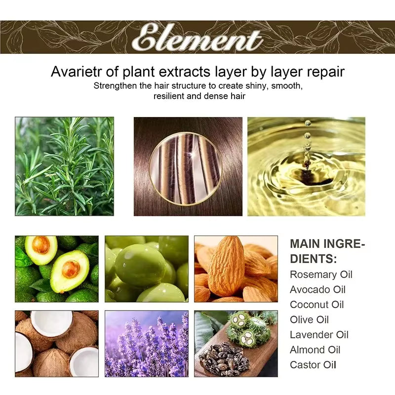 Natural Hair Growth Oil Rosemary Anti Hair Loss Regrowth Moisturizing Repair Anti Baldness Fast Hair Growth Serum Oil
